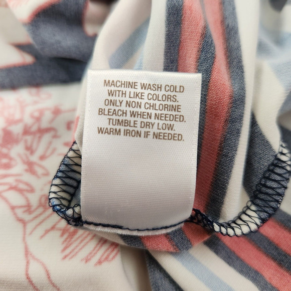 Dressbarn Navy Floral Striped Sleeveless Asymmetrical Hem Dress Womens 10 Midi - Picture 10 of 12